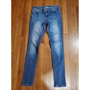 Vanity Curvy Skinny Jeans Medium Dark Wash Whiskered Embellished‎ 27W 32L 27x32